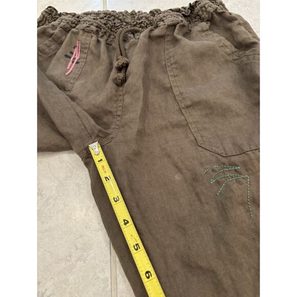 Johnny Was Biya Womens Linen Embroidered Drawstring Pants Size XS Green - Picture 10 of 12